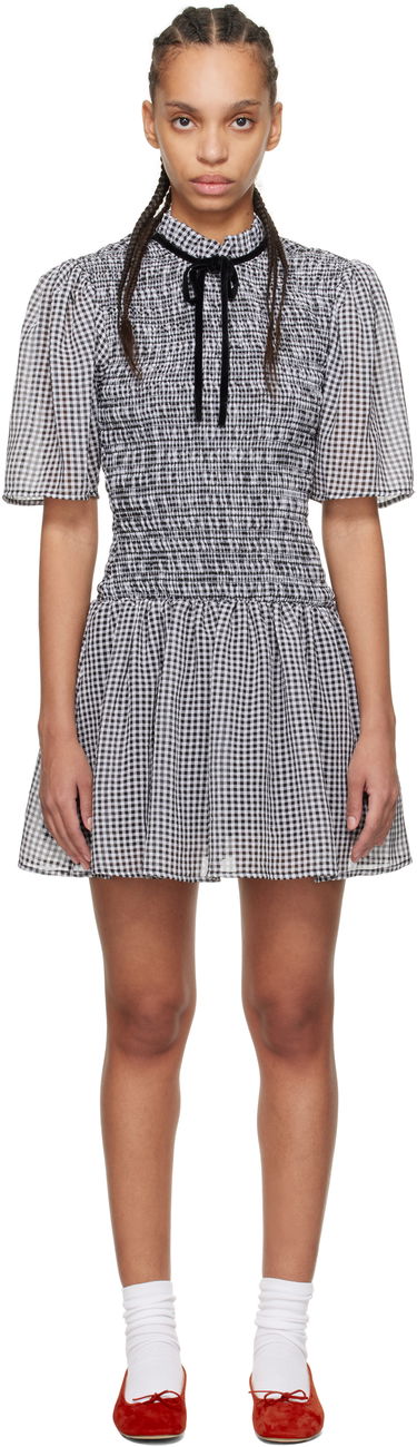 Pокля GANNI GANNI Sheer Check Smock Mini Dress Черно | W0034, 0