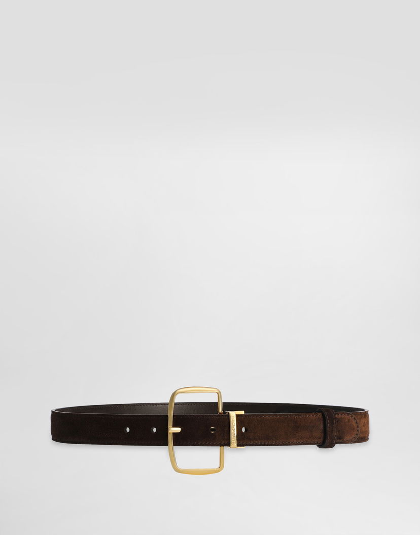 Колани Dolce & Gabbana Dolce & Gabbana Split Calfskin Belt with Square Buckle Кафяво | BE1666AO16580081