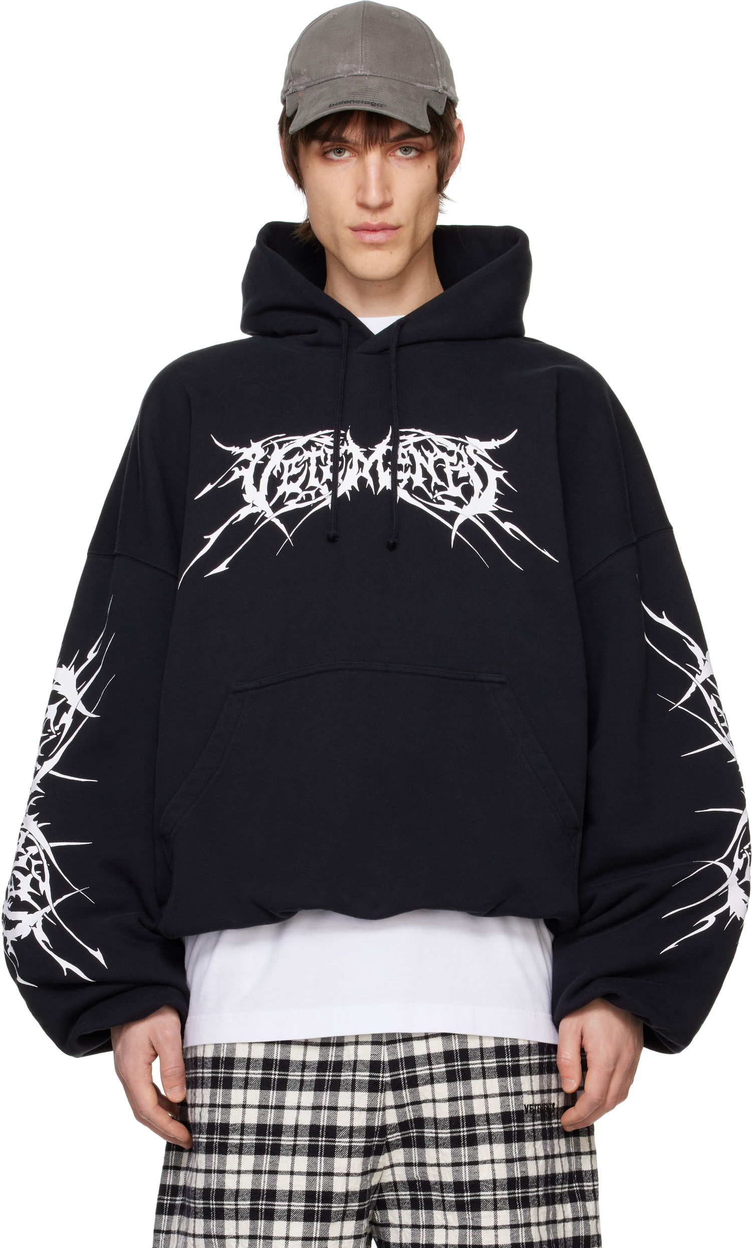 Суитчър VETEMENTS Vetements Death Metal Cropped Boxy Hoodie Черно | UA66HD620BW, 0