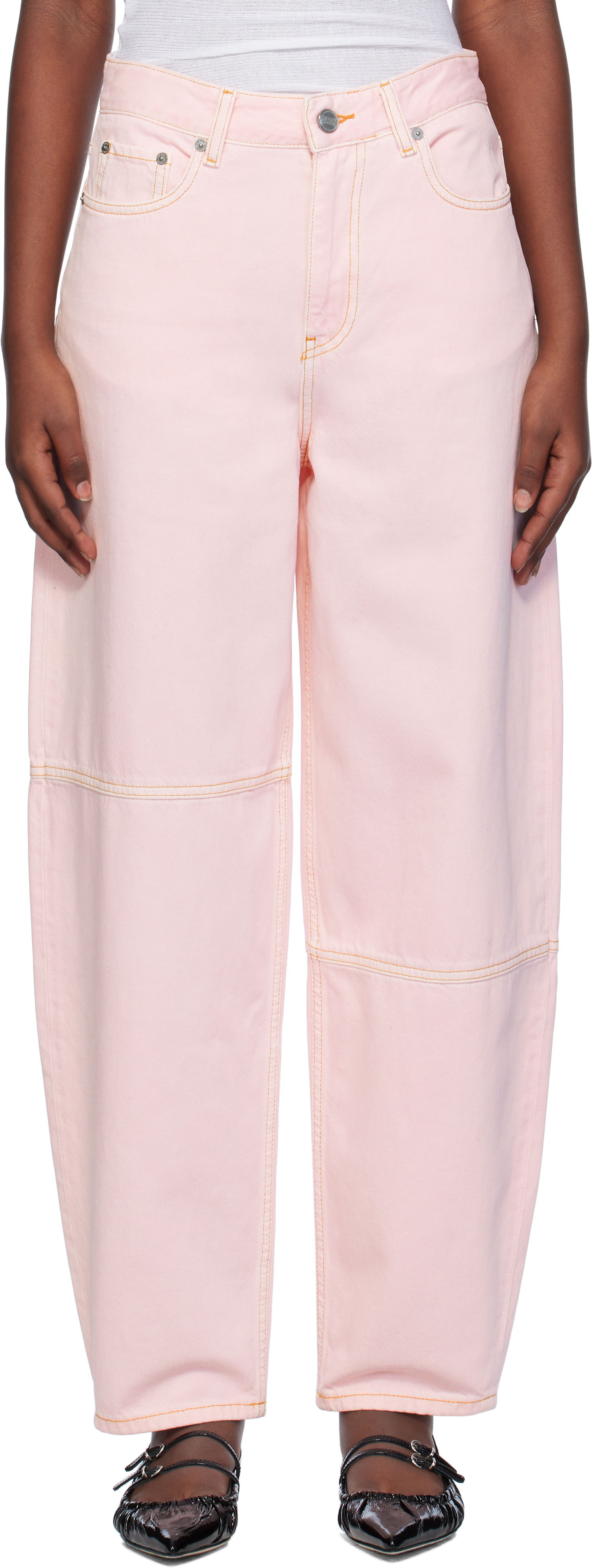 Дънки GANNI Pink Wide Leg Jeans Розово | J1583, 0