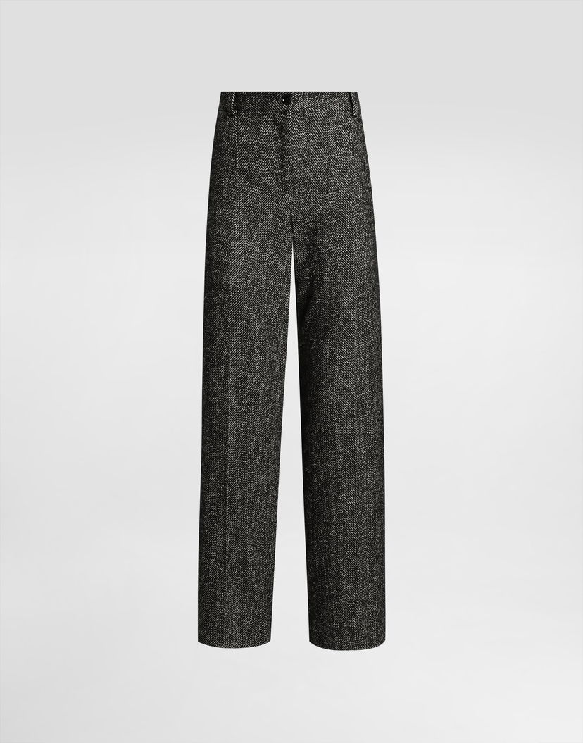 Панталони Dolce & Gabbana Dolce & Gabbana Stretch Wool Chevron Trousers Черно | FTC31TFCBAJS8030