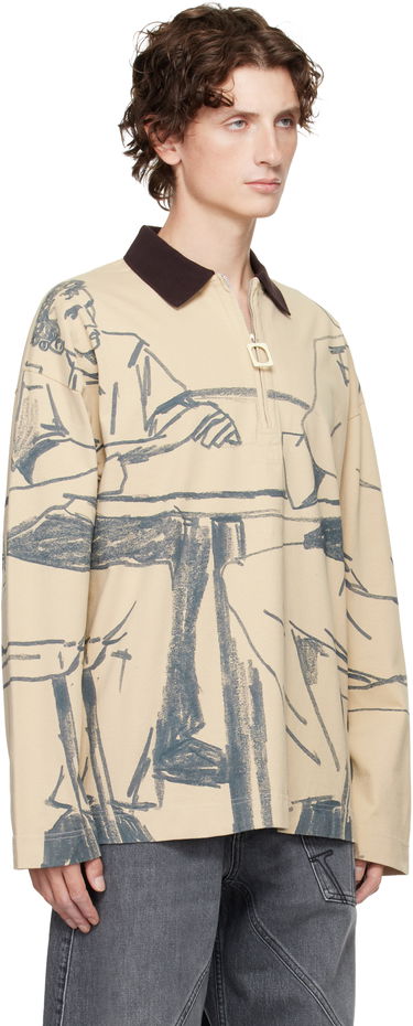 Поло тениска JW Anderson JW Anderson Figure Print Long-Sleeve Quarter-Zip Polo Сиво | JO0274-PG1755, 4