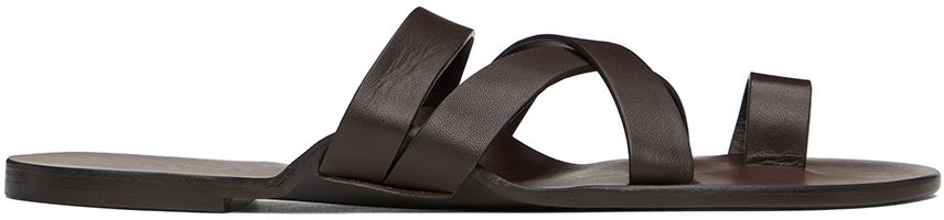 Аксесоари The Row The Row Kris Leather Criss Cross Toe Sandals Кафяво | F1349-SVL74, 0