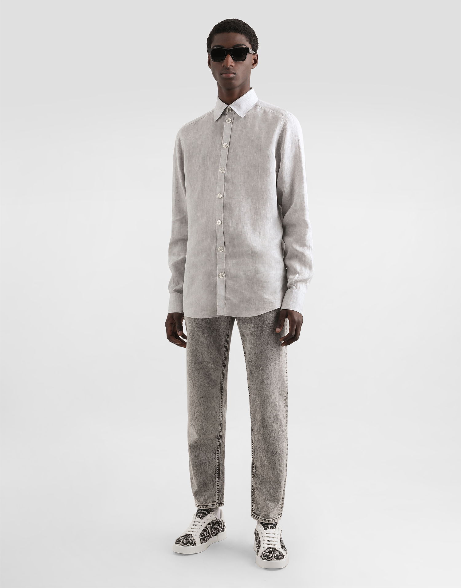 Риза Dolce & Gabbana Dolce & Gabbana Martini Linen Shirt Сиво | G5MM4ZGJ662S8290, 1