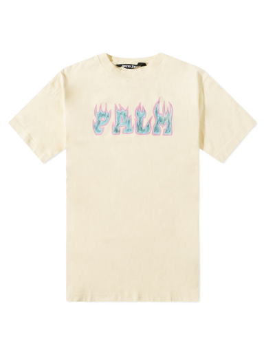Тениска Palm Angels Flames Tee Бежово | PMAA072S23JER0060137