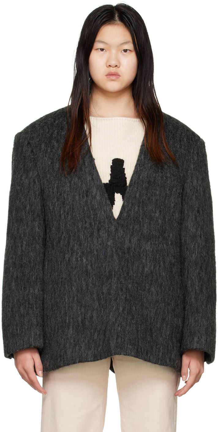 Яке We11done We11done Y-Neck Fuzzy Jacket Сиво | WD-JK3-22-020-W-DG, 0