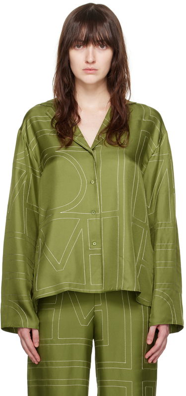 Риза TOTEME TOTEME Monogram Embroidered Shirt Зелено | 241-WRT976-FB0089, 0