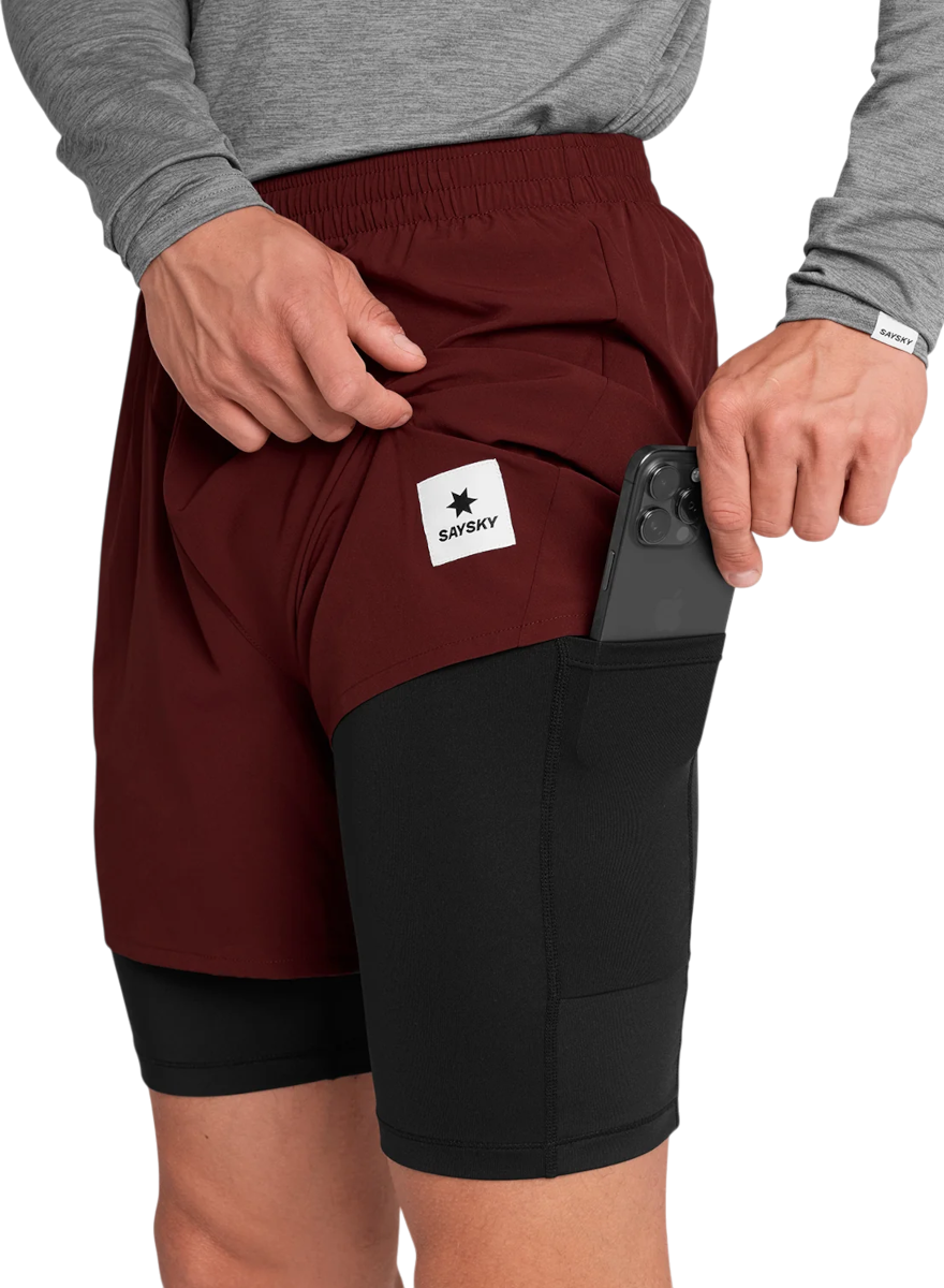Къси панталони Saysky Saysky Pace 2 in 1 5" Shorts Бургунди | omrsh20c509-omrsh20c509, 1