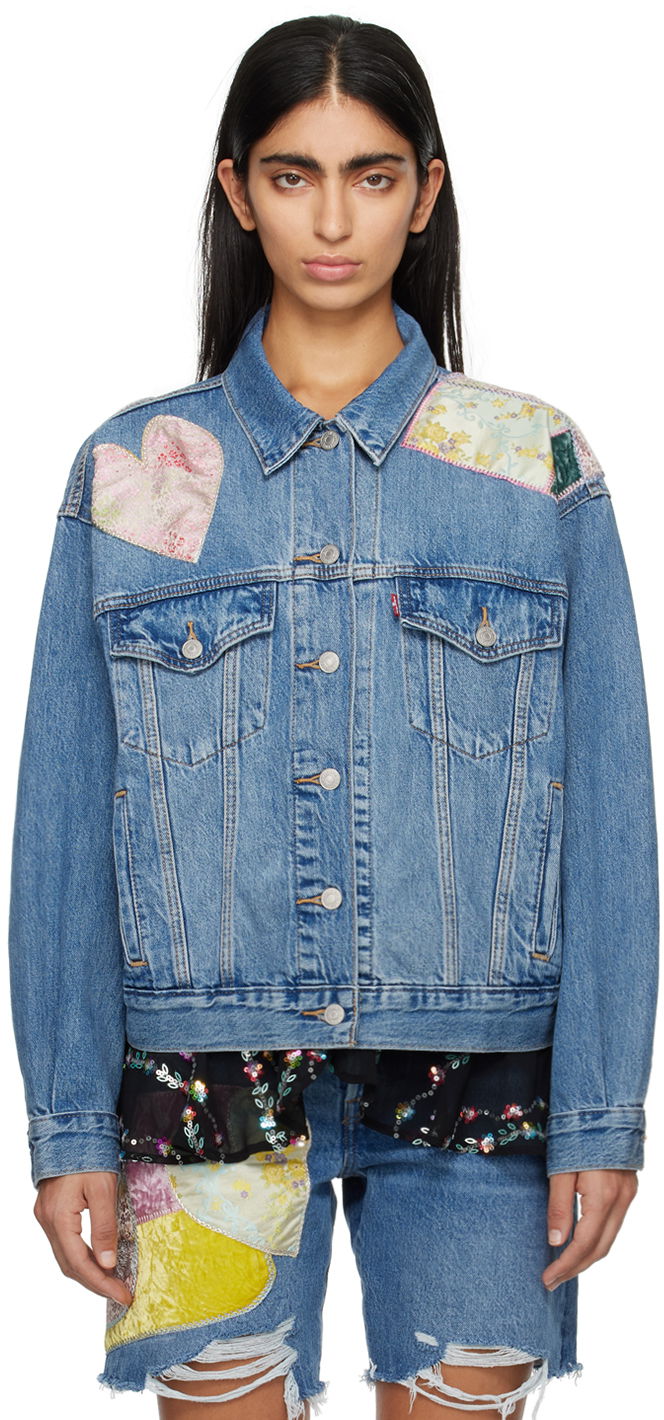 Яке Anna Sui Patchwork Denim Jacket Синьо | 1224F31