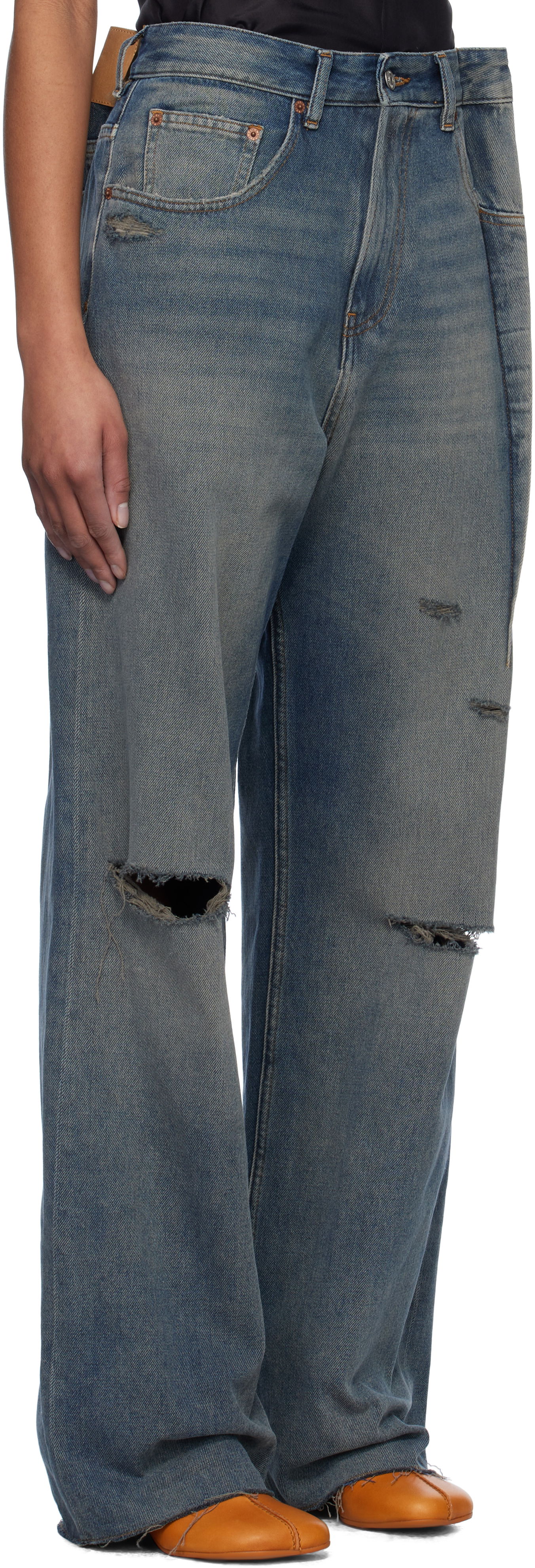 Дънки Maison Margiela MM6 Maison Margiela Distressed Darting Jeans Синьо | S52LA0245 M30017, 1