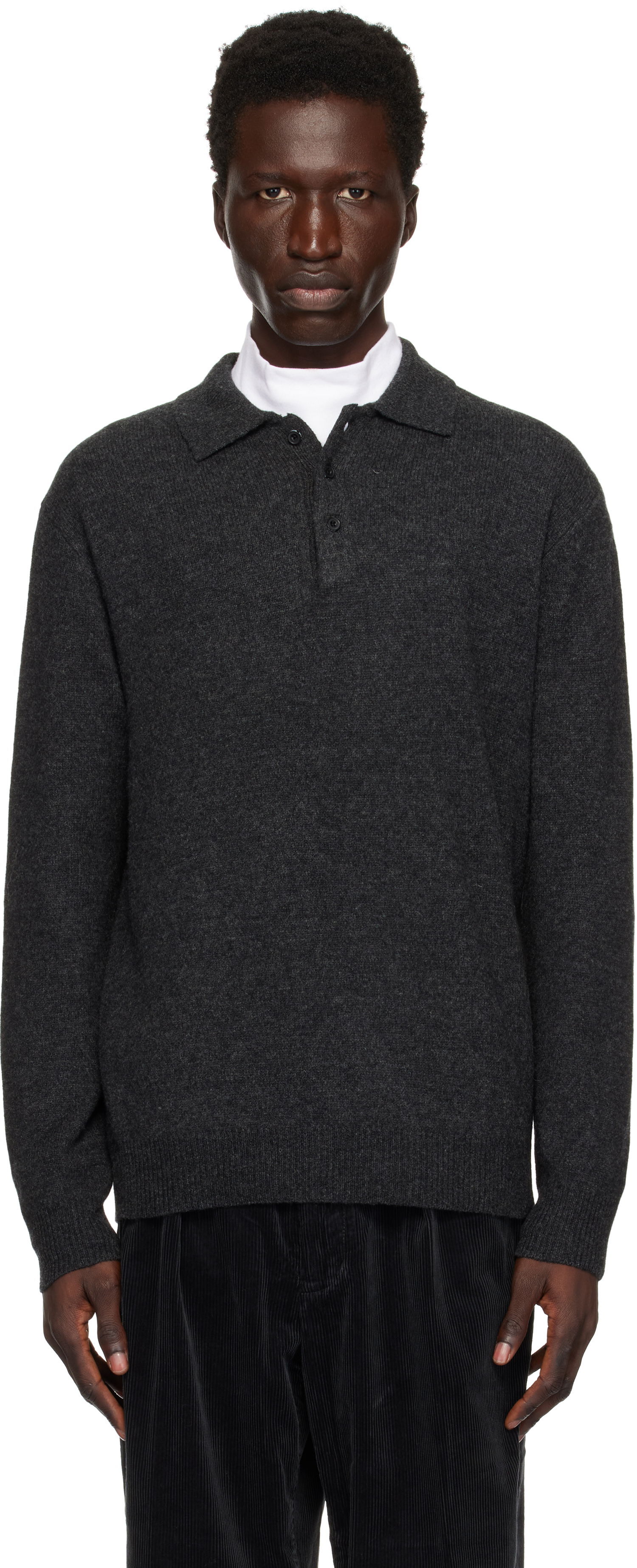 Пуловер BEAMS BEAMS PLUS Knit Polo Сиво | 38120004103, 0