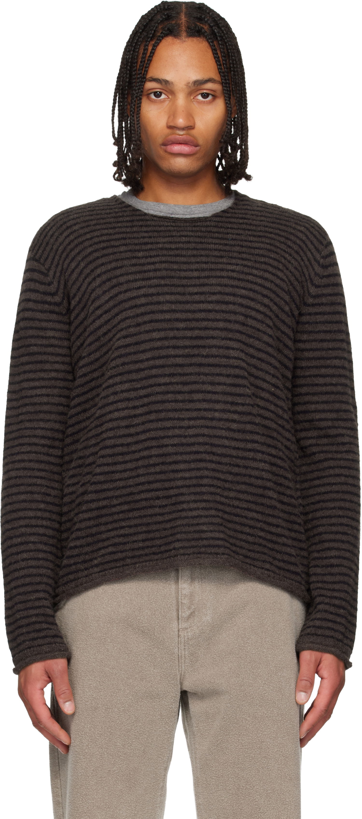 Пуловер OUR LEGACY Striped Rigid Popover Sweater Кафяво | M4253RD, 0