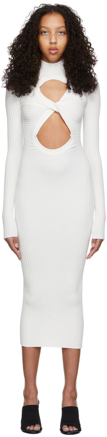 Pокля Dion Lee Dion Lee Figure 8 Cutout Ribbed Knit Midi Dress Бяло | A7547R22, 0