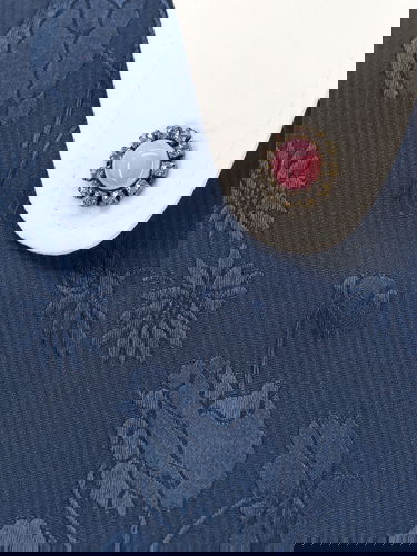 Риза Valentino Valentino Embroidered Collar Long Sleeve Blouse Синьо | 6B3AB7A697CD51, 2