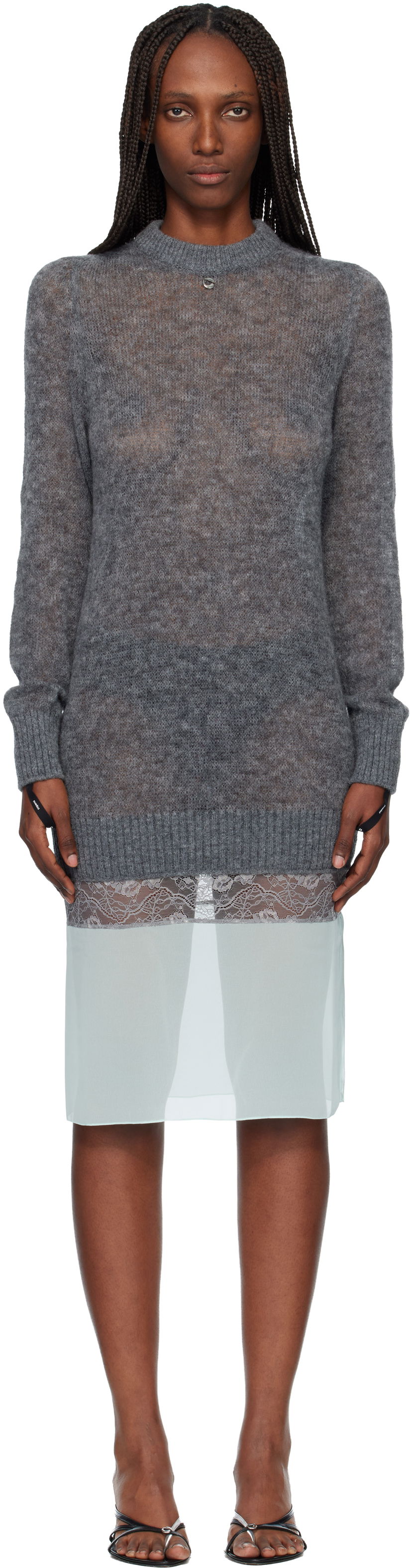 Pокля Coperni Multi-Layer Pullover Midi Dress Сиво | COPML172Y1003