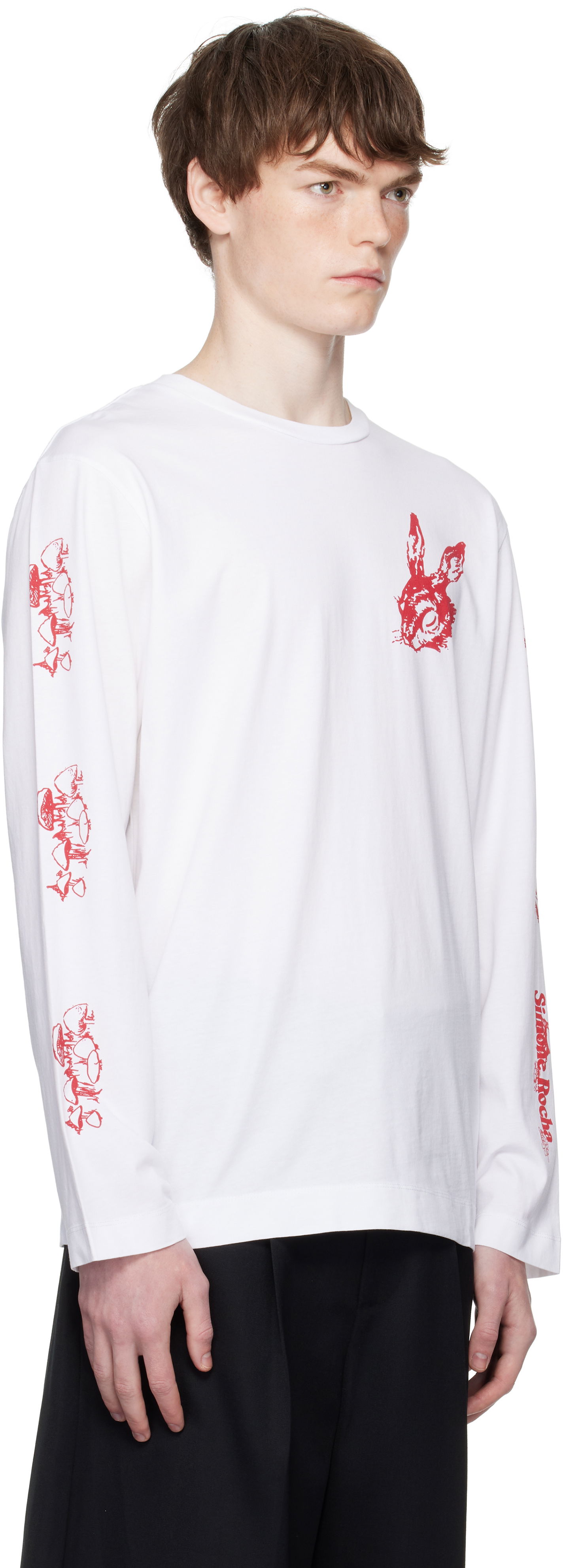 Тениска Simone Rocha Simone Rocha Tortoise & Hare Graphic Long Sleeve T-Shirt Бяло | 5194P51-M 0569, 1