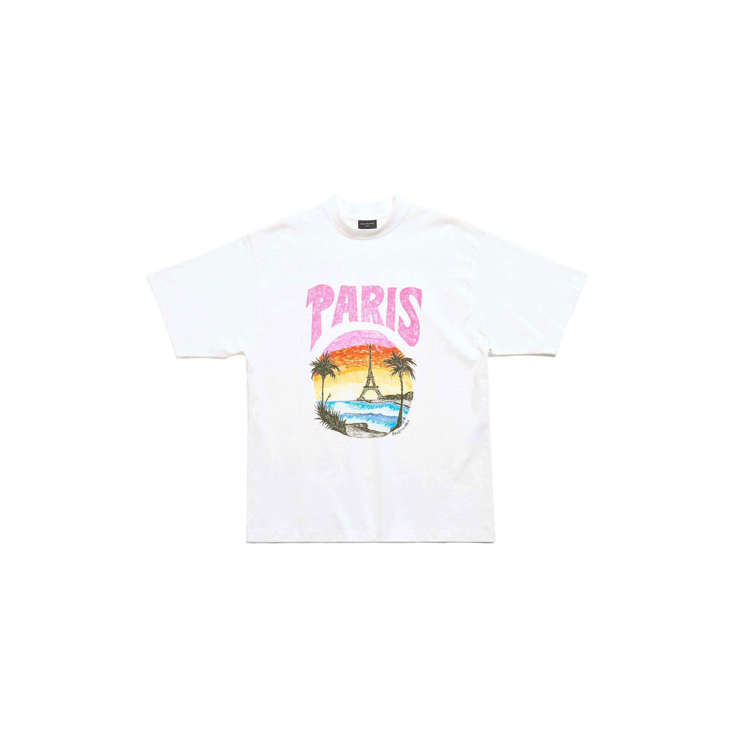 Тениска Balenciaga Paris Tropical T-Shirt Бяло | 764235TPVL99601, 0