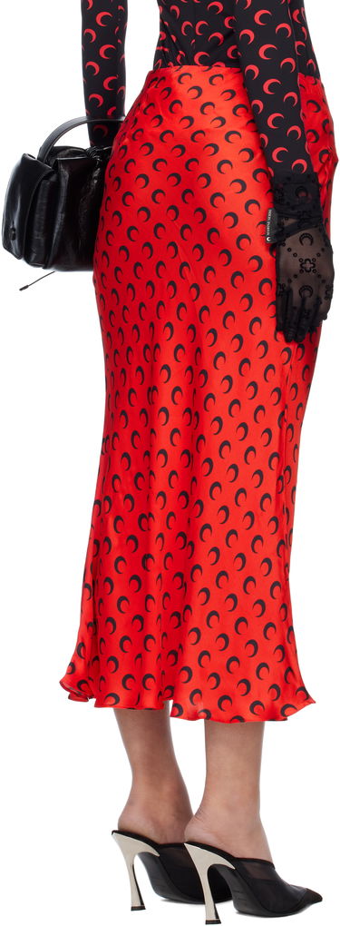 Пола Marine Serre Marine Serre Moon Print Satin Midi Skirt Червено | WSK070A CWOV0060, 2