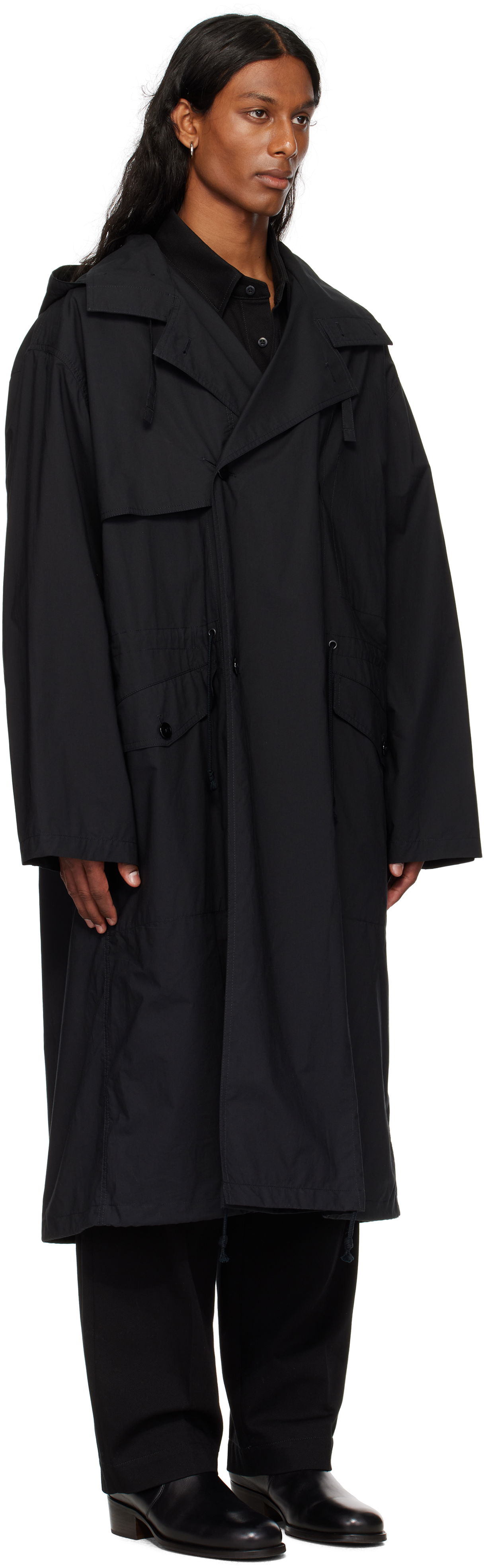 Дъждобран LEMAIRE LEMAIRE Light Hooded Trench Coat Черно | CO1096 LF1371, 1