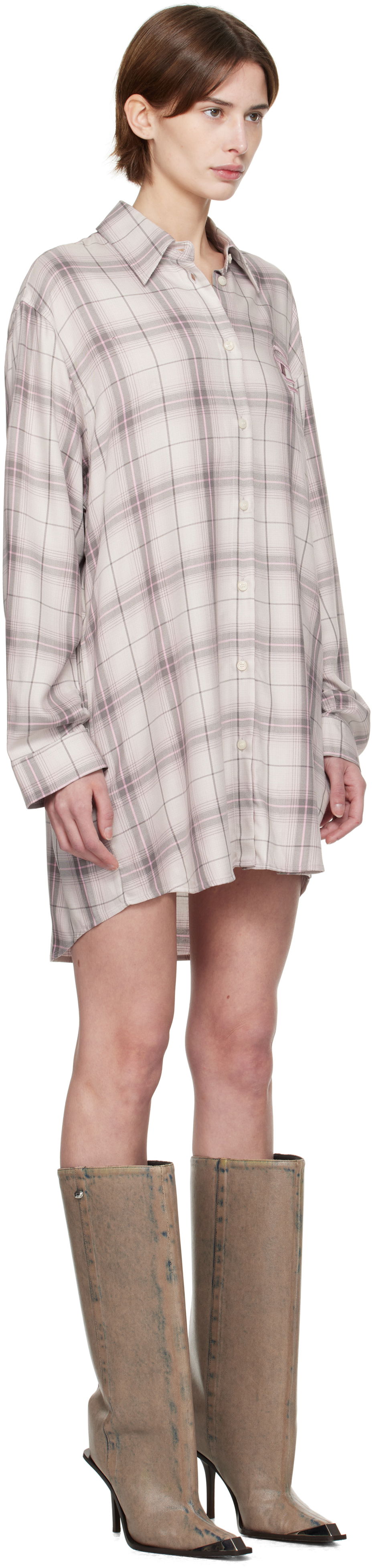 Риза Diesel Diesel D-Dalis-Q1 Plaid Minidress Бежово | A16836 0HQAN, 1