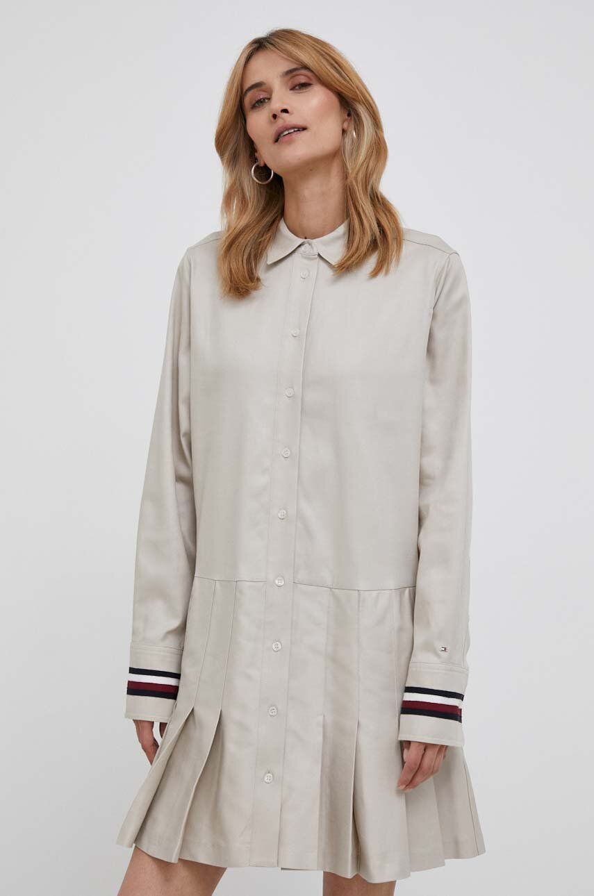 Pокля Tommy Hilfiger Global Stripe Pleated Short Dress Бежово | WW0WW39029, 0
