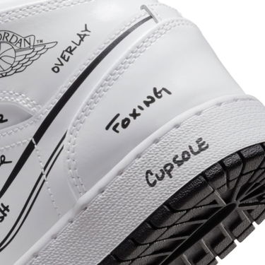 Кецове и обувки Jordan Air Jordan 1 Mid "Schematic" GS Бяло | DQ1864-100, 3