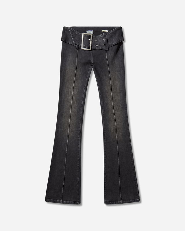Belted Bootcut Pants Sanded Wash