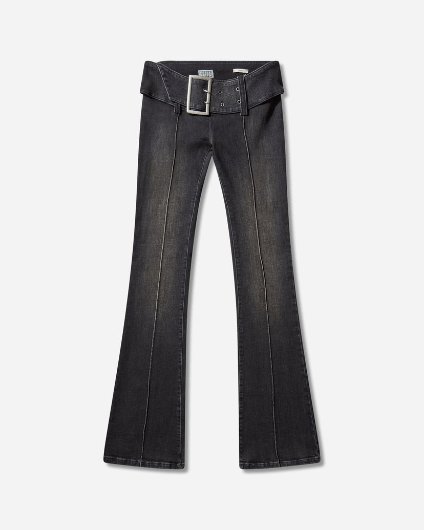 Дънки GUESS Belted Bootcut Pants Sanded Wash Черно | W5BA2ED0231 GUBS