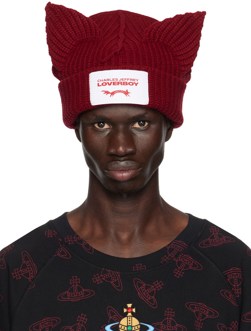 Шапка Charles Jeffrey Loverboy Burgundy Chunky Ears Beanie Бургунди | 41130106