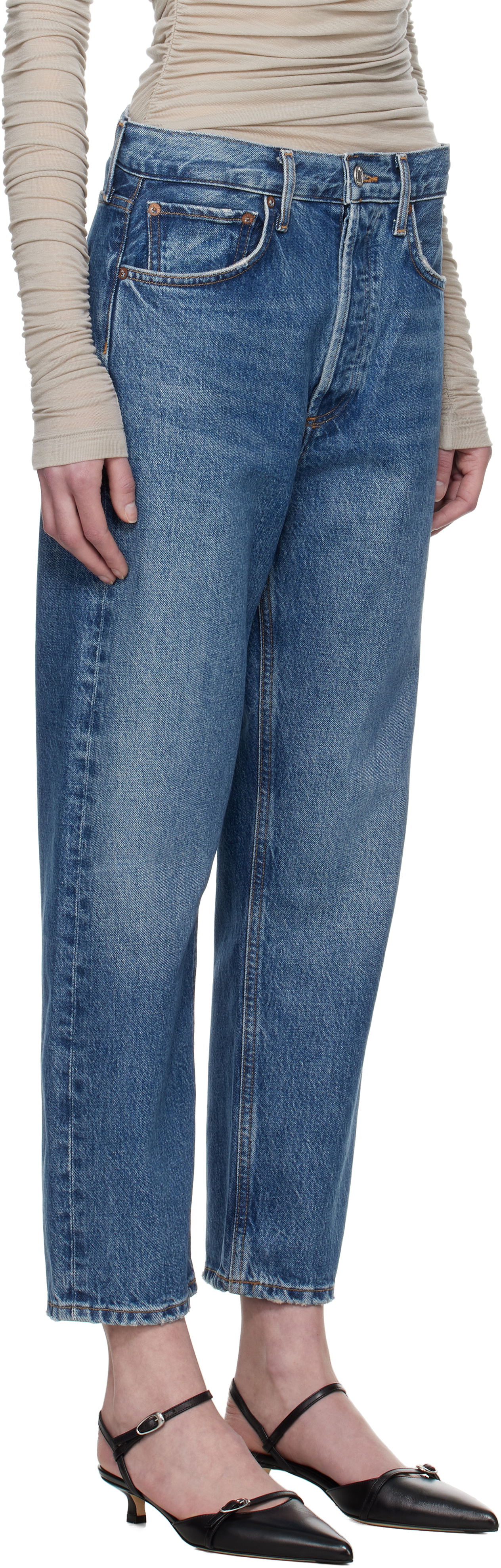 Дънки AGOLDE AGOLDE 90's Crop Mid Rise Straight Jeans Синьо | A173-1535, 1