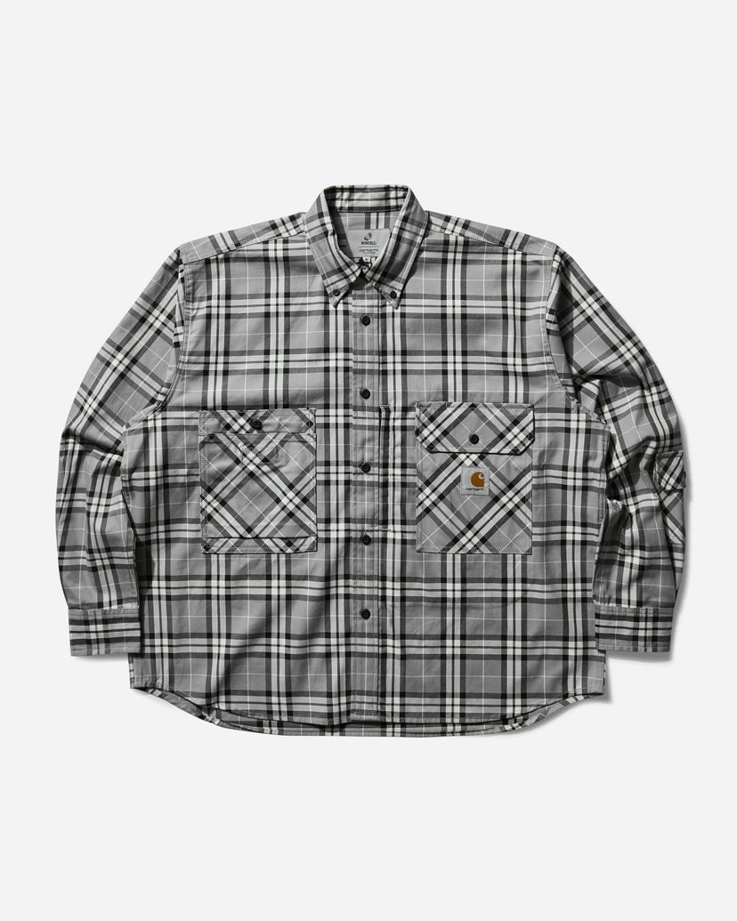Риза Carhartt WIP Black and White Checkered Work Shirt Сиво | A242083 89XX