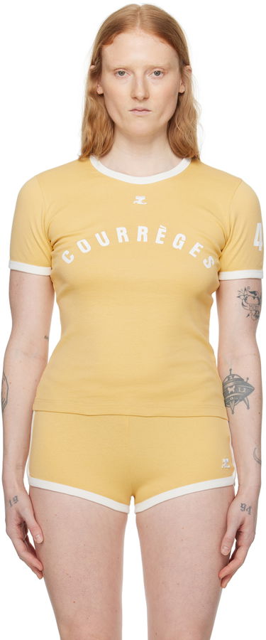 Тениска Courrèges Contrast Trim T-Shirt Жълто | 323JTS017JS0093, 0