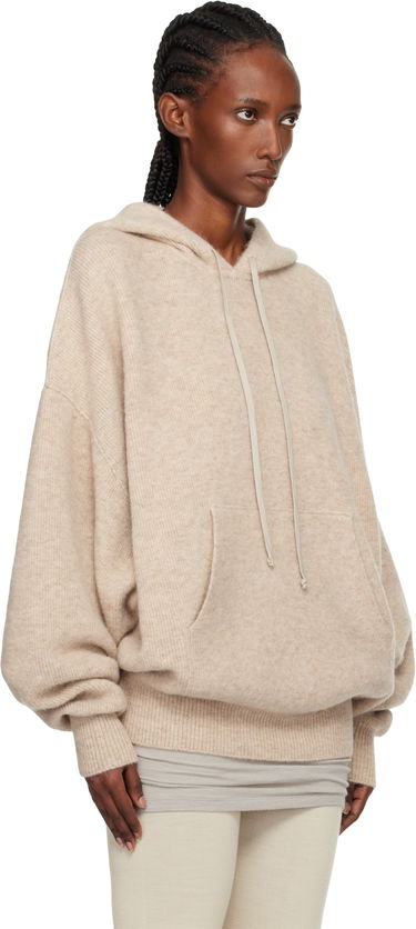 Суитчър Rick Owens Concordians Hun Oversized Knitted Hoodie with Kangaroo Pocket Бежово | RO02E4660 KWP, 1