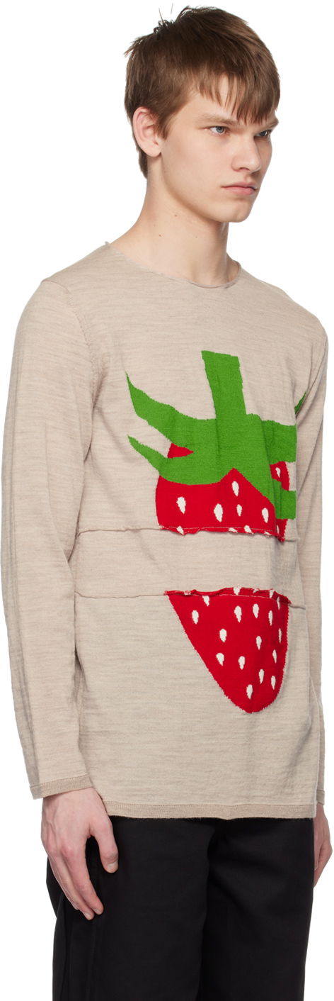 Пуловер Comme des Garçons Comme des Garçons Shirt Brett Westfall Edition Strawberry Knit Sweater Бежово | FK-N004-051, 1
