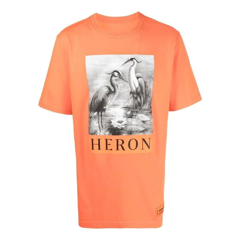 Тениска HERON PRESTON Heron Preston T-Shirt With Bird Print Оранжево
 | HMAA026C99JER0012210