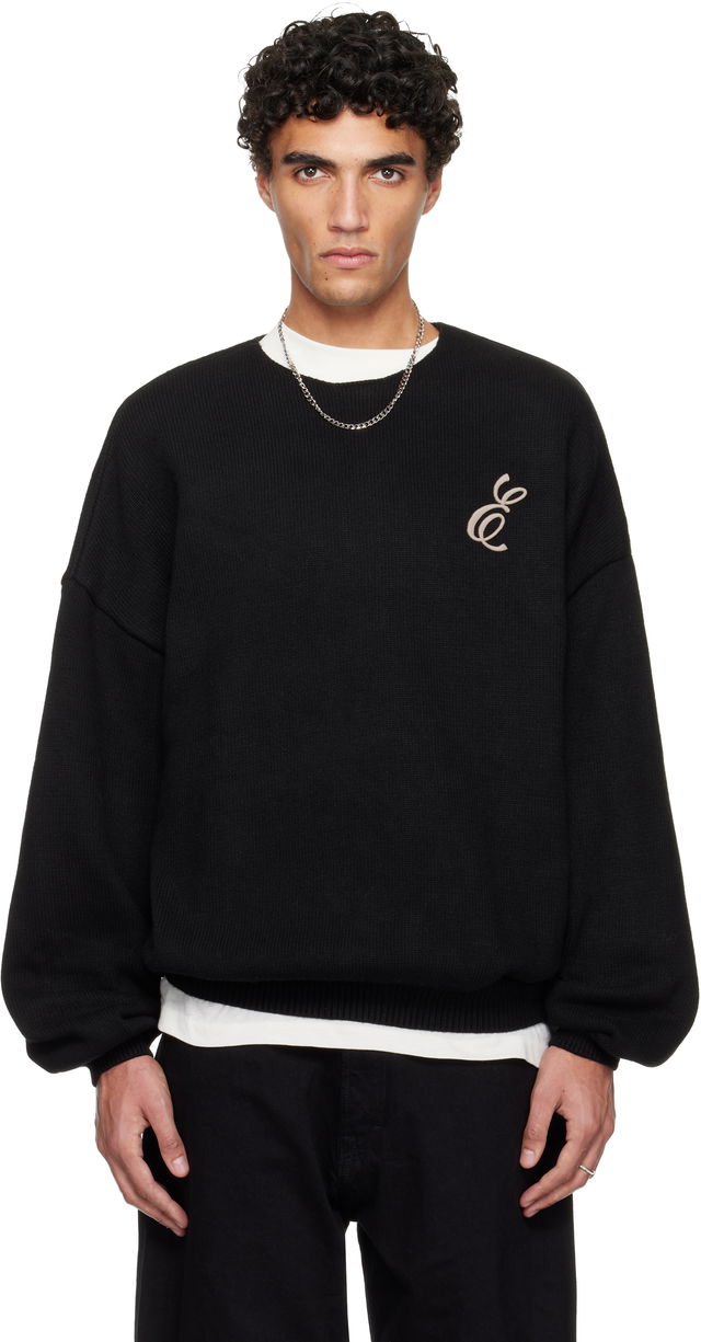 ESSENTIALS Holiday Embroidered Merino Crewneck Sweater