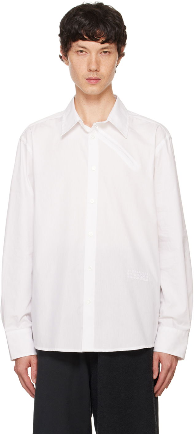 Риза Maison Margiela MM6 White Zipped Shirt Бяло | SH0DT0010 M35152, 0