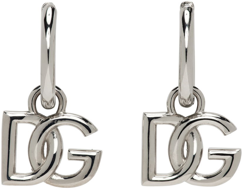 Обеци Dolce & Gabbana Silver Logo Earrings Металик | WEN5L3W1111