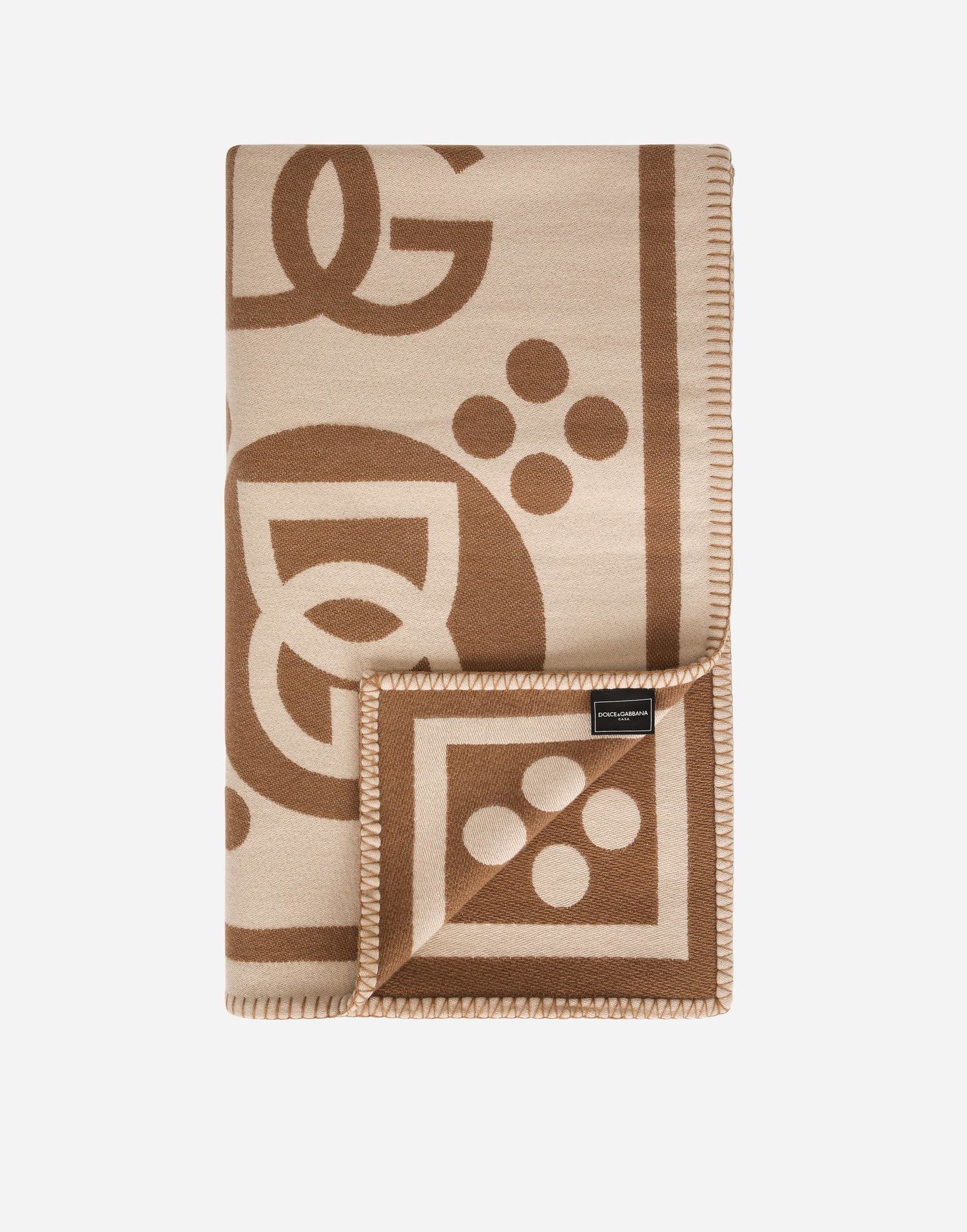 Домашен декор Dolce & Gabbana Dolce & Gabbana Wool Jacquard DG Logo Pattern Blanket Бежово | TCE012TCAN2U0052, 1
