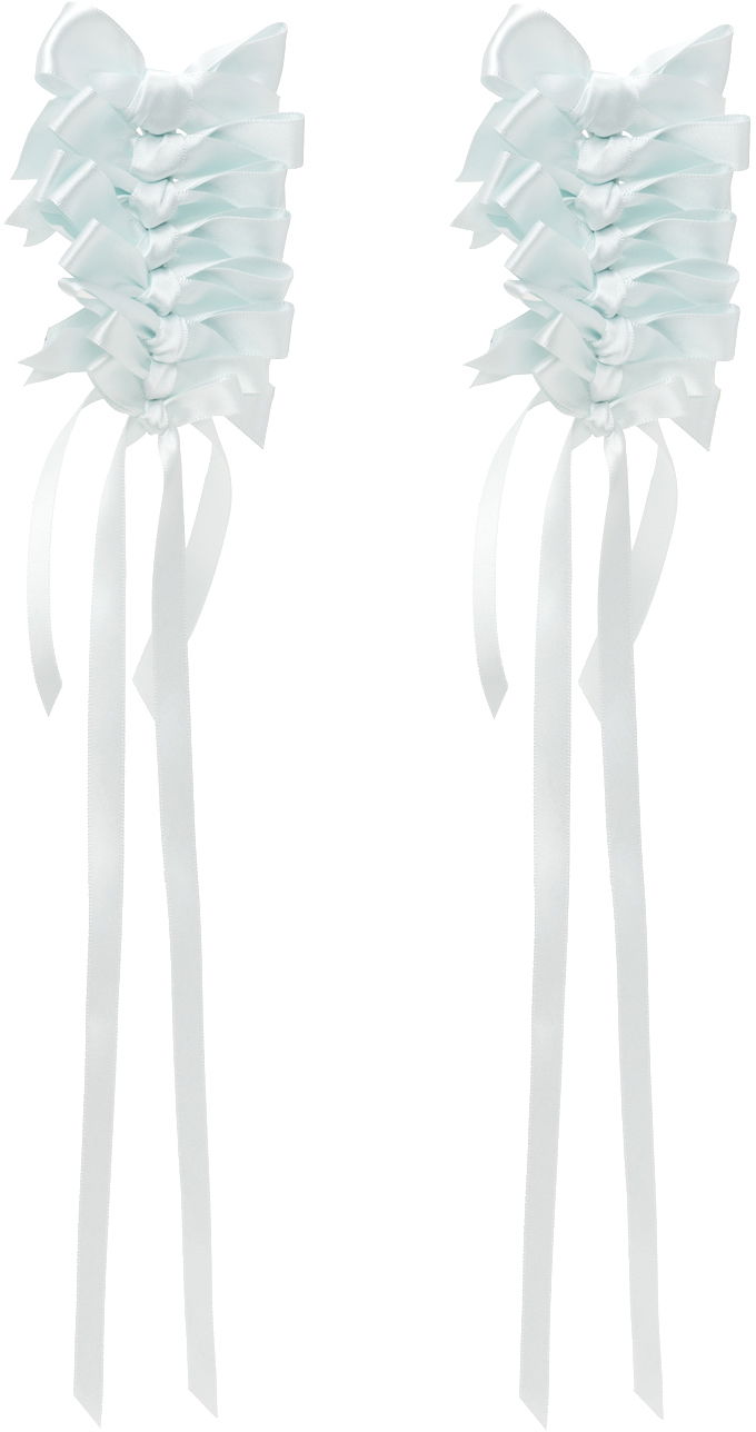 Обеци Simone Rocha Simone Rocha Long Rosette Bow Earrings Бяло | ERG426 0916, 1