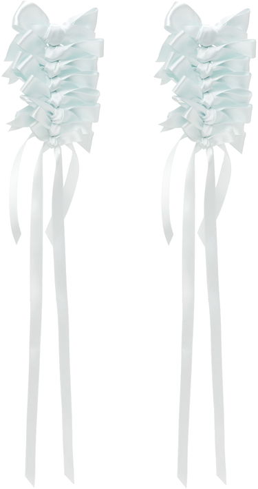 Обеци Simone Rocha Simone Rocha Long Rosette Bow Earrings Бяло | ERG426 0916, 1