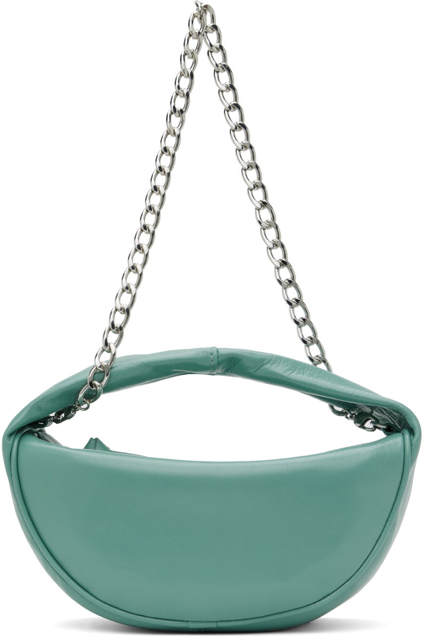 Чанта през рамо BY FAR BY FAR Cush Cadet Creased Leather Shoulder Bag Зелено | MWBTH014LL002BL052PL, 0