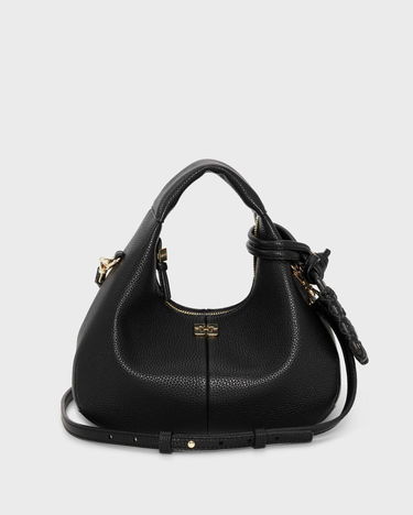 Дамска чанта GANNI Grained Leather Mini Hobo Bag Черно | A6976-099, 1