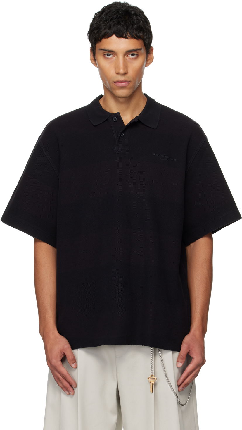 Поло тениска Alexander Wang Alexander Wang Rib Short Sleeve Polo Черно | 6CC3251094