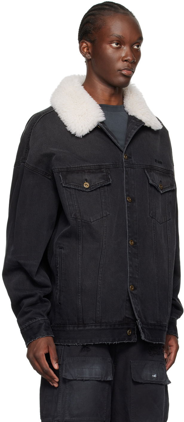 Яке We11done Oversized Denim Jacket with Fur Collar Черно | WD-DJ2-24-363-U-BK, 1