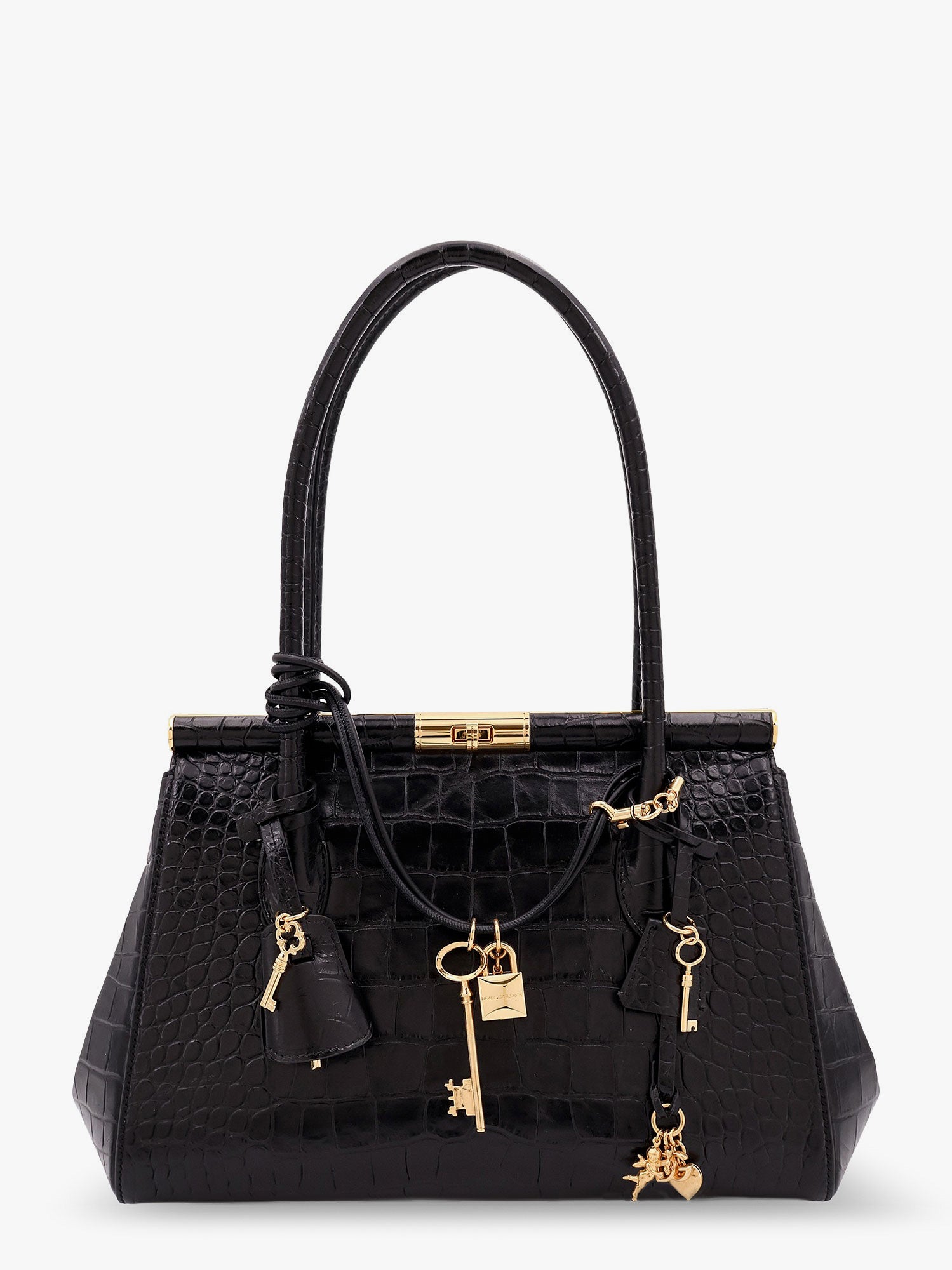 Дамска чанта Dolce & Gabbana Dolce & Gabbana Marlene Croc-Embossed Leather Top-Handle Bag Черно | BB7734AU78780999, 0