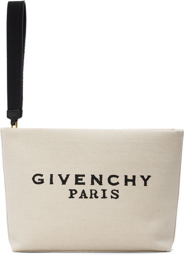 Портфейл Givenchy Canvas Pouch with Givenchy Paris Print and Wrist Strap Бежово | BB60PNB2C8255, 0