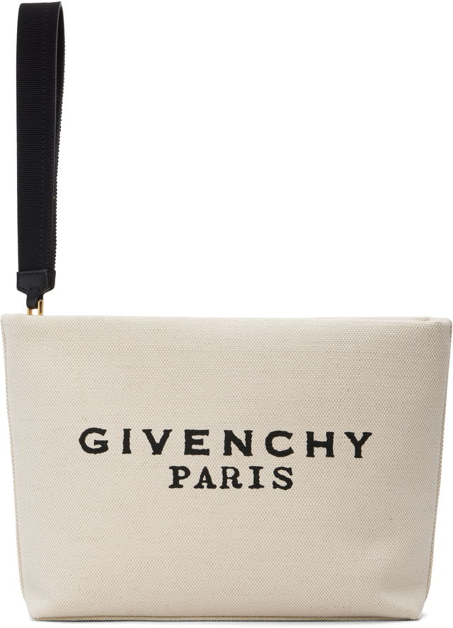 Canvas Pouch with Givenchy Paris Print and Wrist Strap