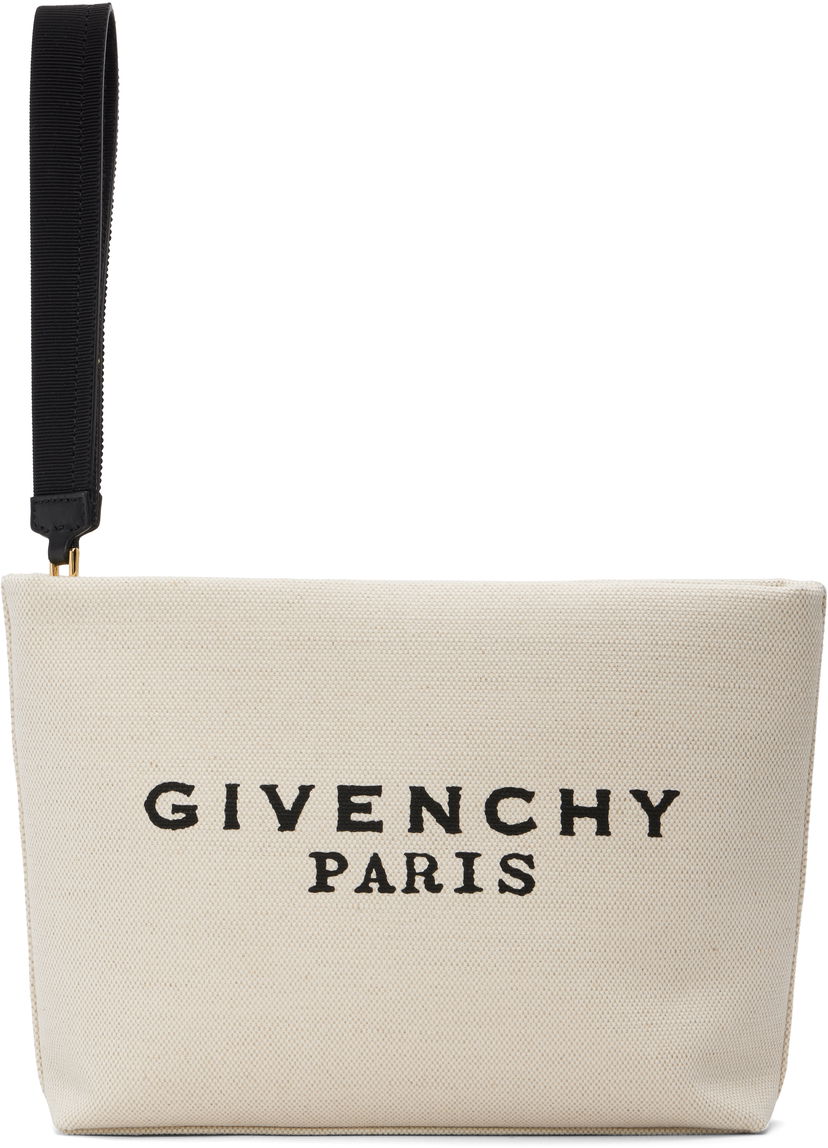 Портфейл Givenchy Canvas Pouch with Givenchy Paris Print and Wrist Strap Бежово | BB60PNB2C8255