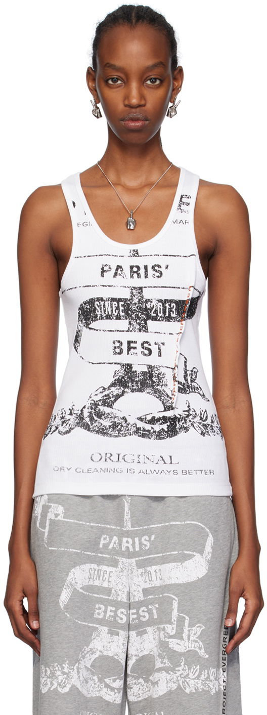 White 'Paris' Best' Tank Top